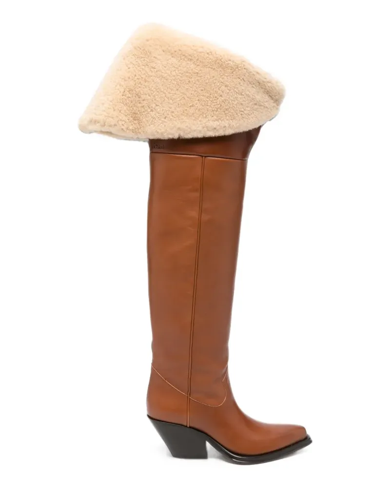 Chloé Azelan shearling-trim leather boots - Braun Braun
