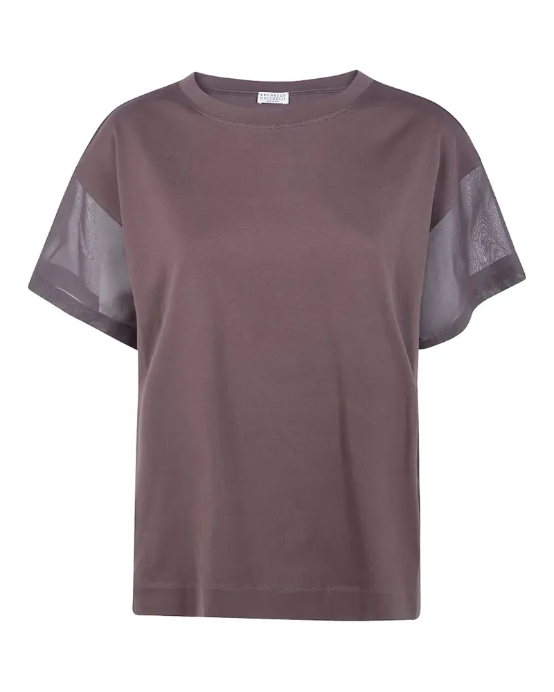 Brunello Cucinelli mesh panelled T-shirt - Braun Braun