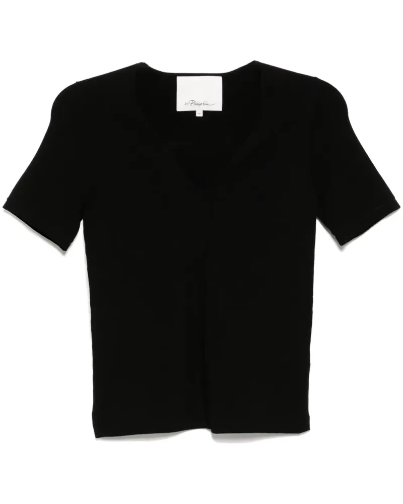 3.1 phillip lim Geripptes T-Shirt - Schwarz Schwarz