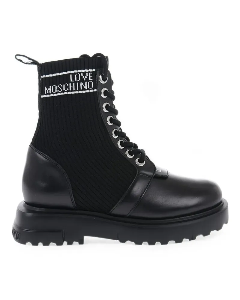 Moschino panelled lace-up combat boots - Schwarz Schwarz