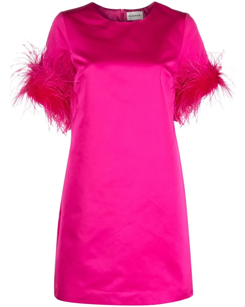 P.A.R.O.S.H. Kleid mit Federn - Rosa Rosa