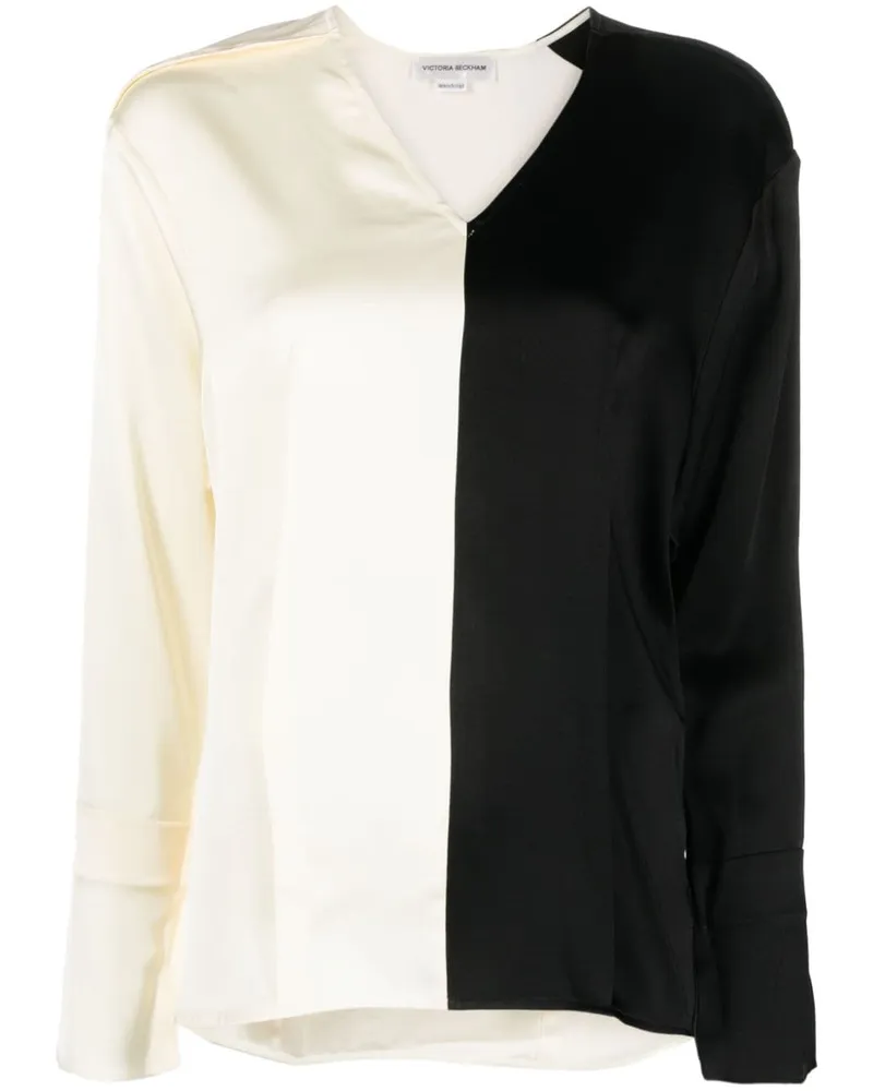 Victoria Beckham Bluse in Colour-Block-Optik - Schwarz Schwarz