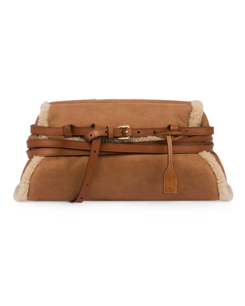 Moschino Schultertasche mit Shearling-Besatz - Braun Braun