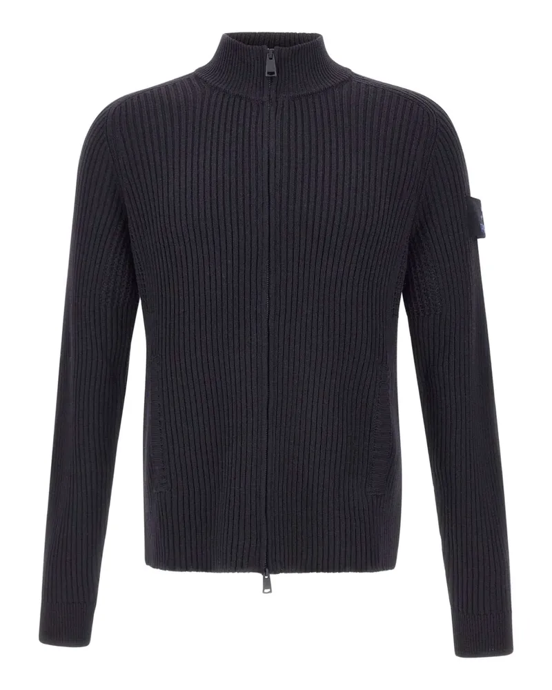 Premiata ribbed-knit zip-up cardigan - Blau Blau