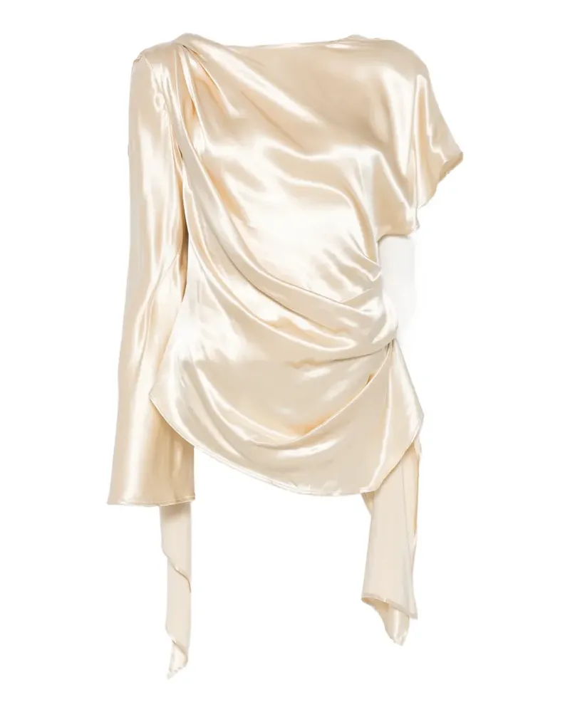 Erika Cavallini asymmetric draped blouse - Nude Nude