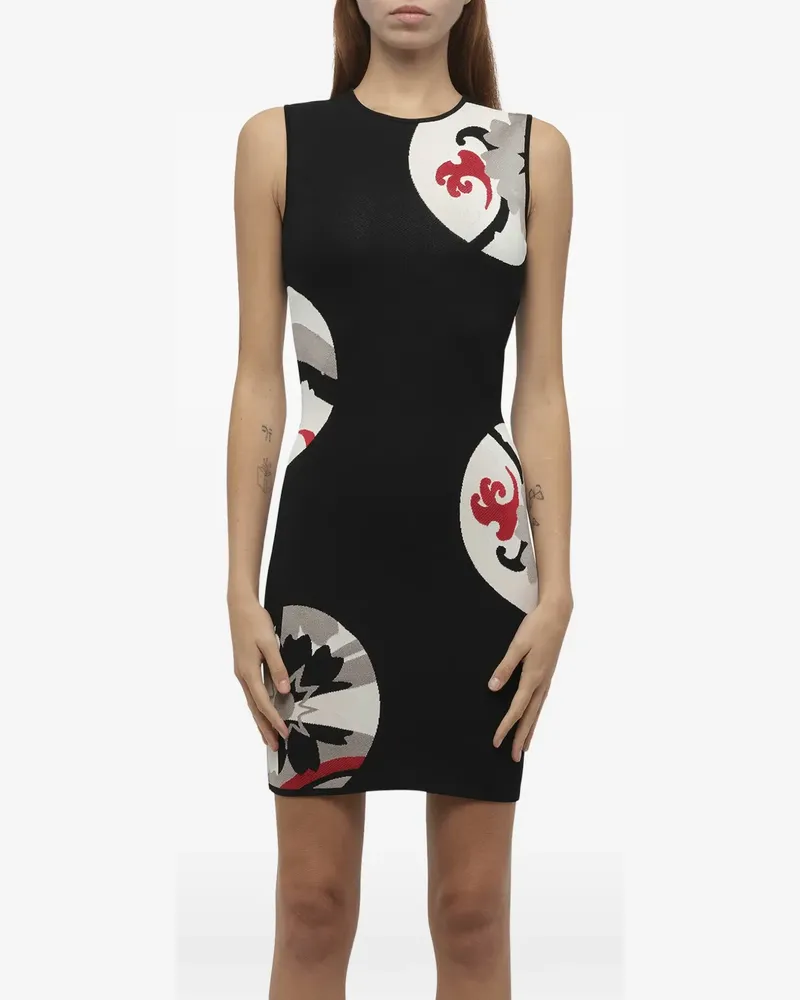 Alexander McQueen floral-print sleeveless mini dress - Schwarz Schwarz