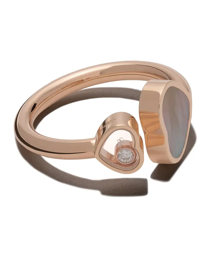 Chopard 18kt 'Happy Hearts' Rotgoldring mit Perlmutt und einem Diamanten - Rosa Rosa