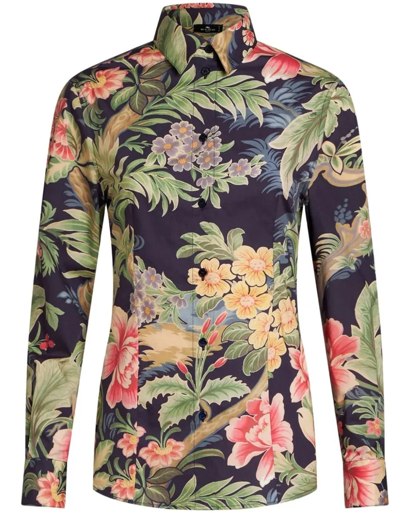 Etro Hemd mit Blumen-Print - Grün Grün