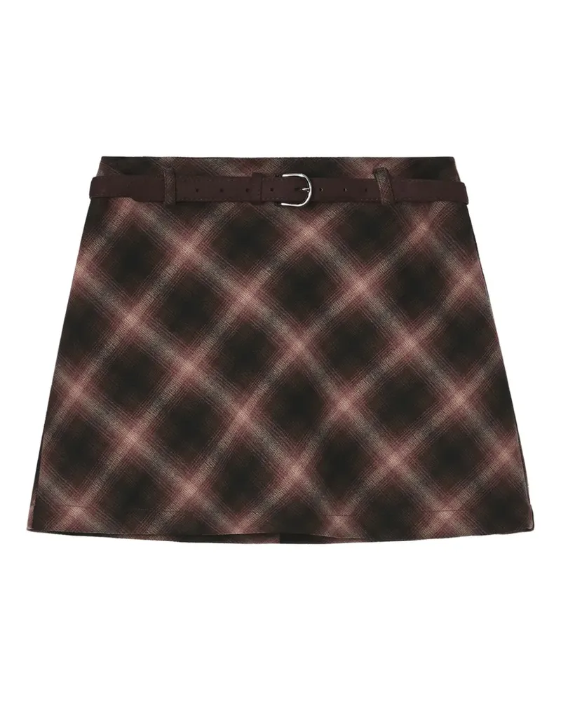 b+ab check-pattern belted mini skirt - Braun Braun