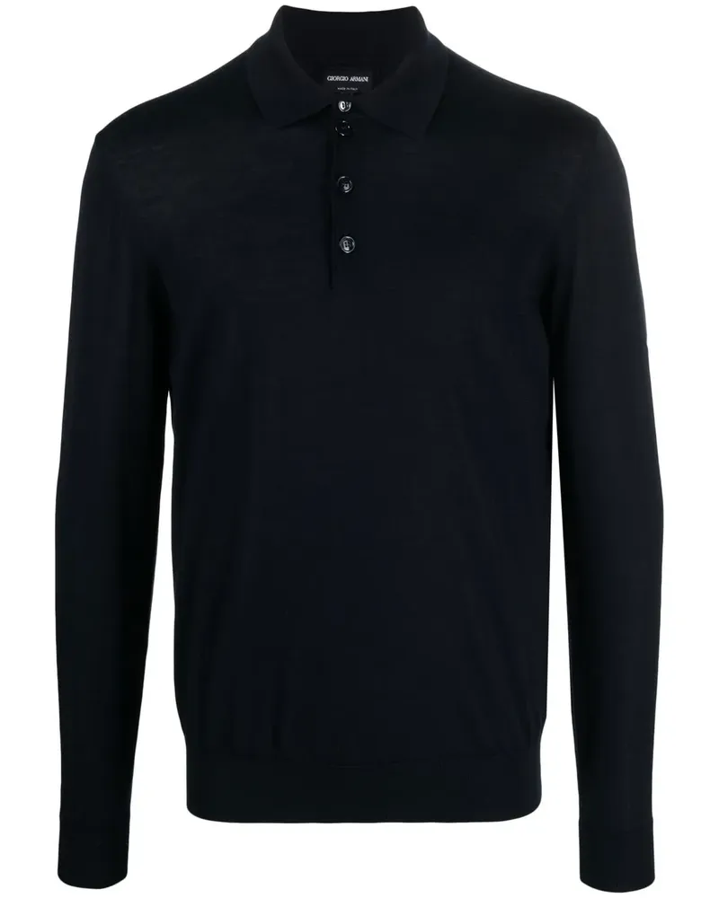 Giorgio Armani Langärmeliges Poloshirt - Blau Blau