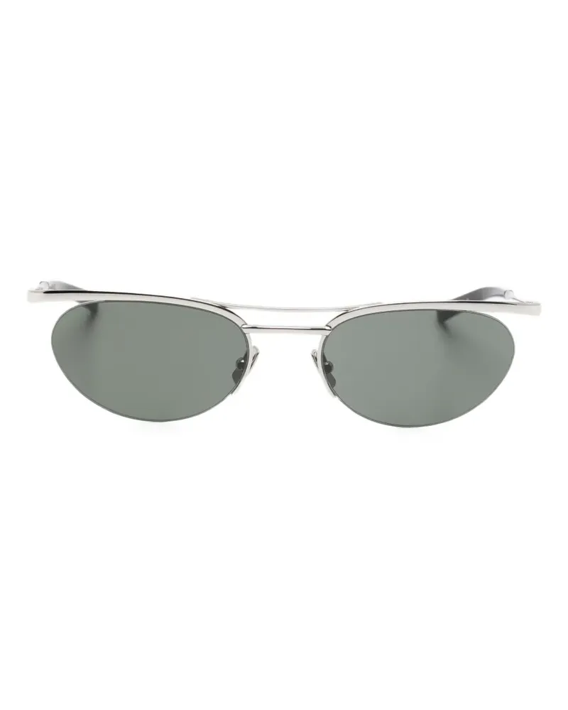 Saint Laurent Sonnenbrille mit ovalem Gestell - Silber Silber