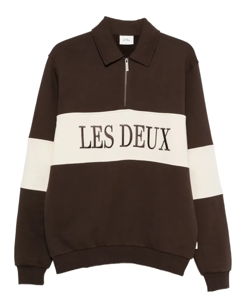 LES DEUX logo-embroidered panelled sweater - Braun Braun