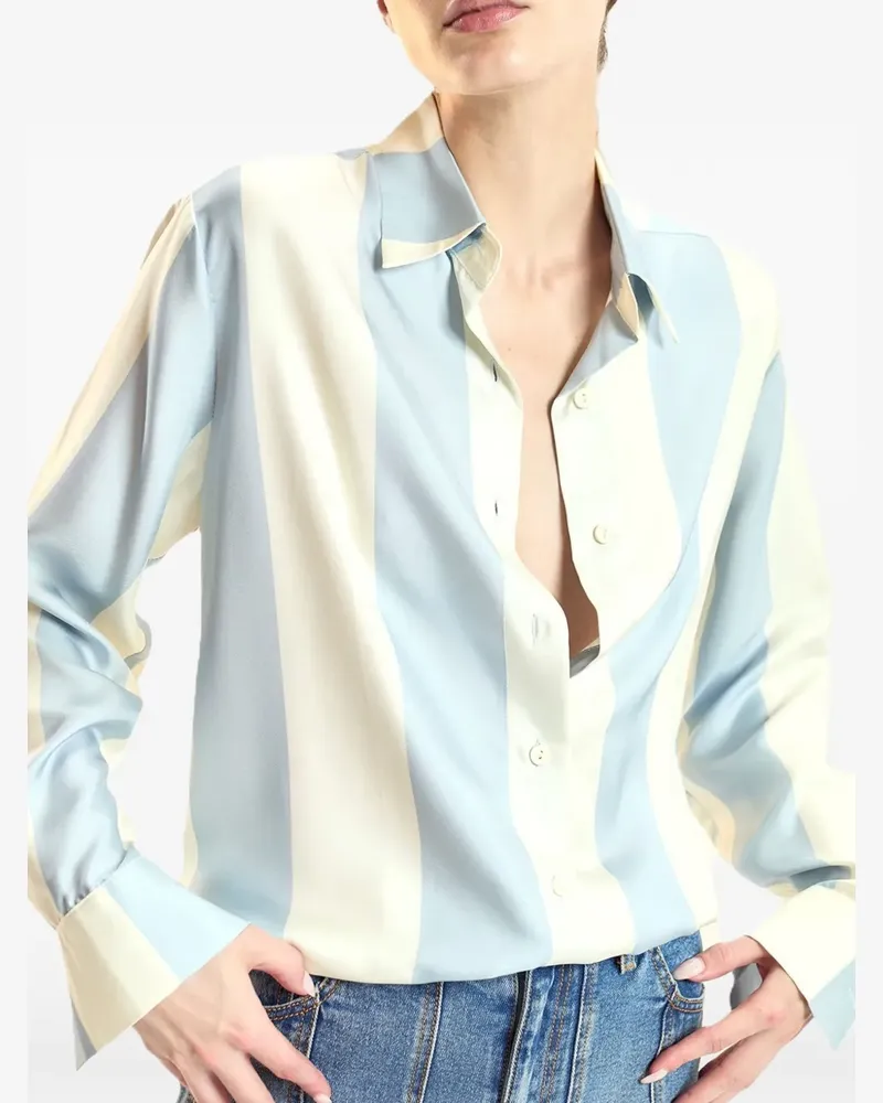 Cynthia Rowley Gestreiftes Hemd aus Seide - Blau Blau