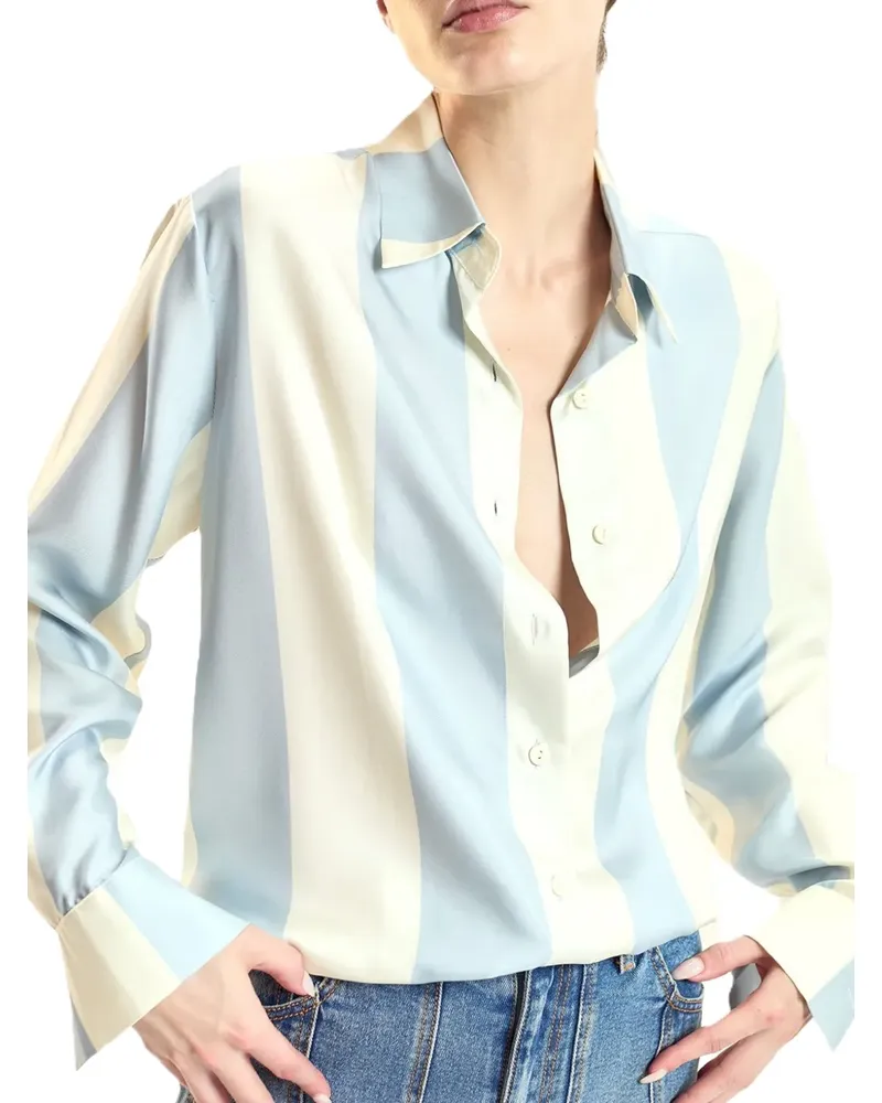 Cynthia Rowley Gestreiftes Hemd aus Seide - Blau Blau