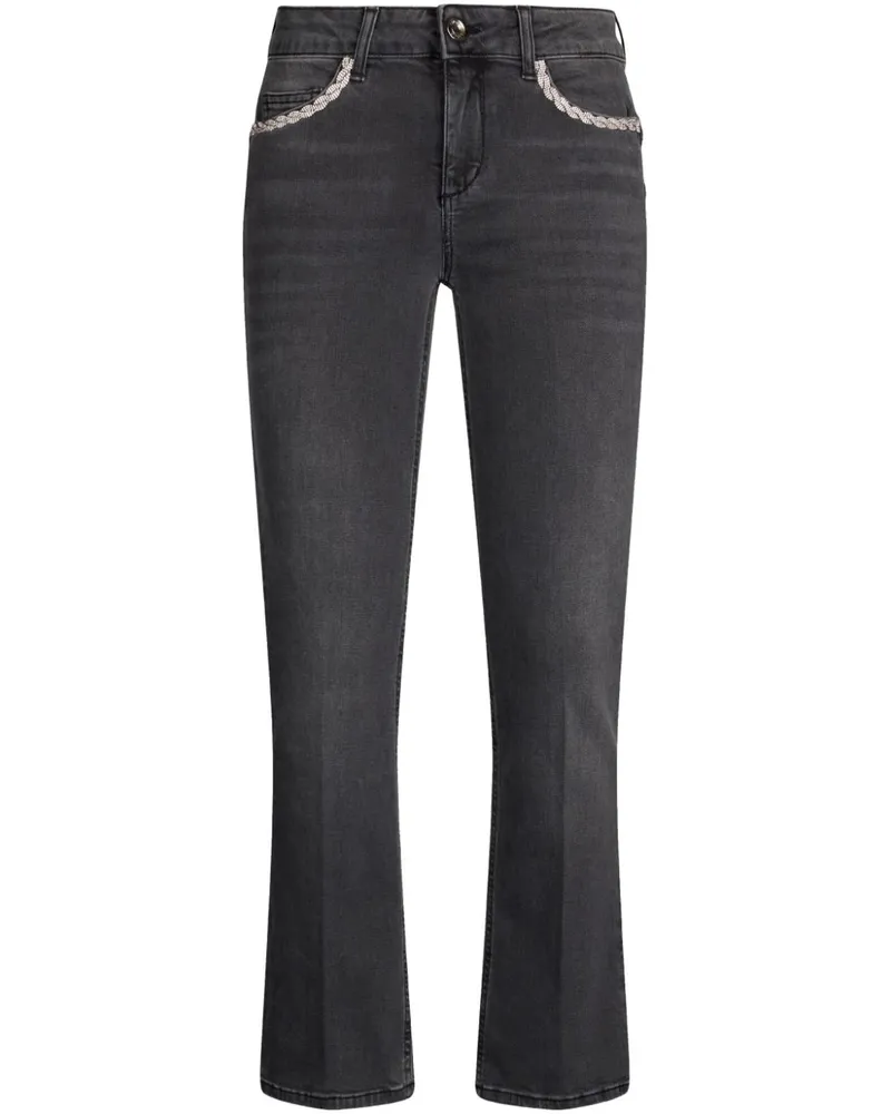 Liu Jo Bootcut-Jeans mit Strass - Schwarz Schwarz