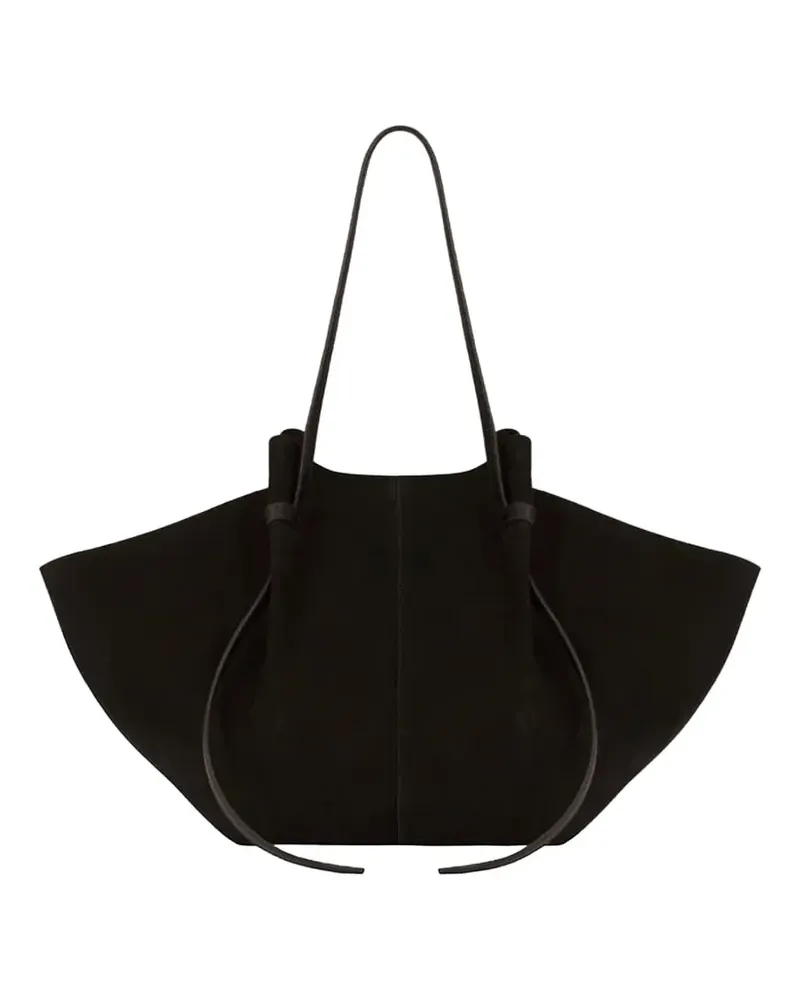 YUZEFI large Mochi suede shoulder bag - Schwarz Schwarz