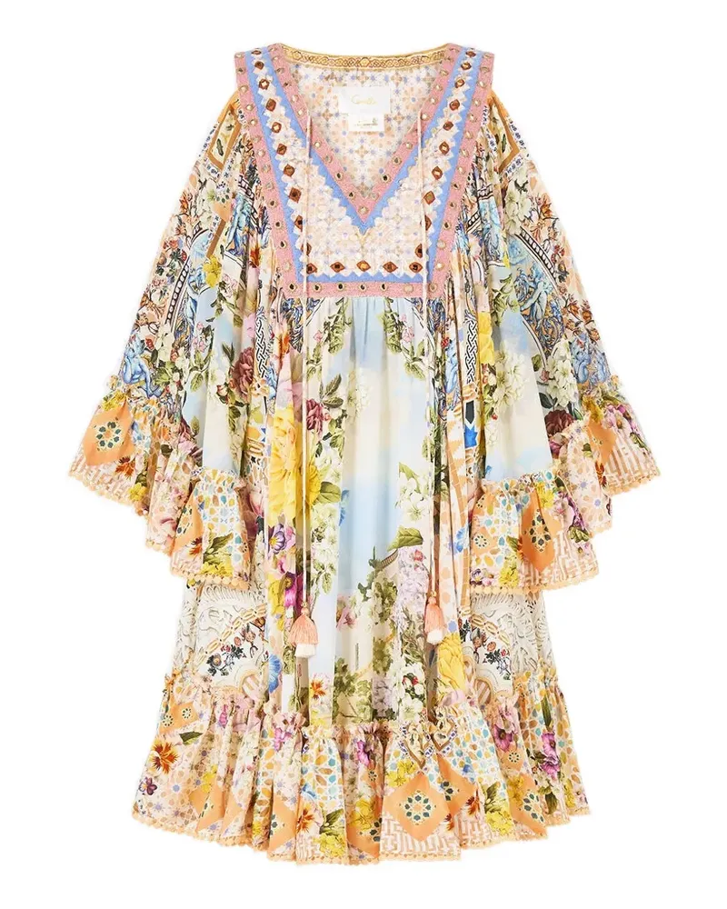 Camilla Gerüschtes The Architects of Alcázar Minikleid mit tiefen Schultern - Nude Nude