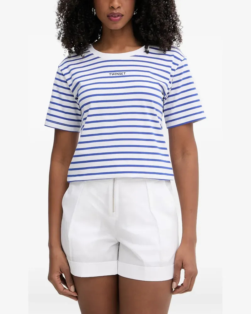 Twin-Set T-Shirt mit Querstreifen - Weiß Weiß