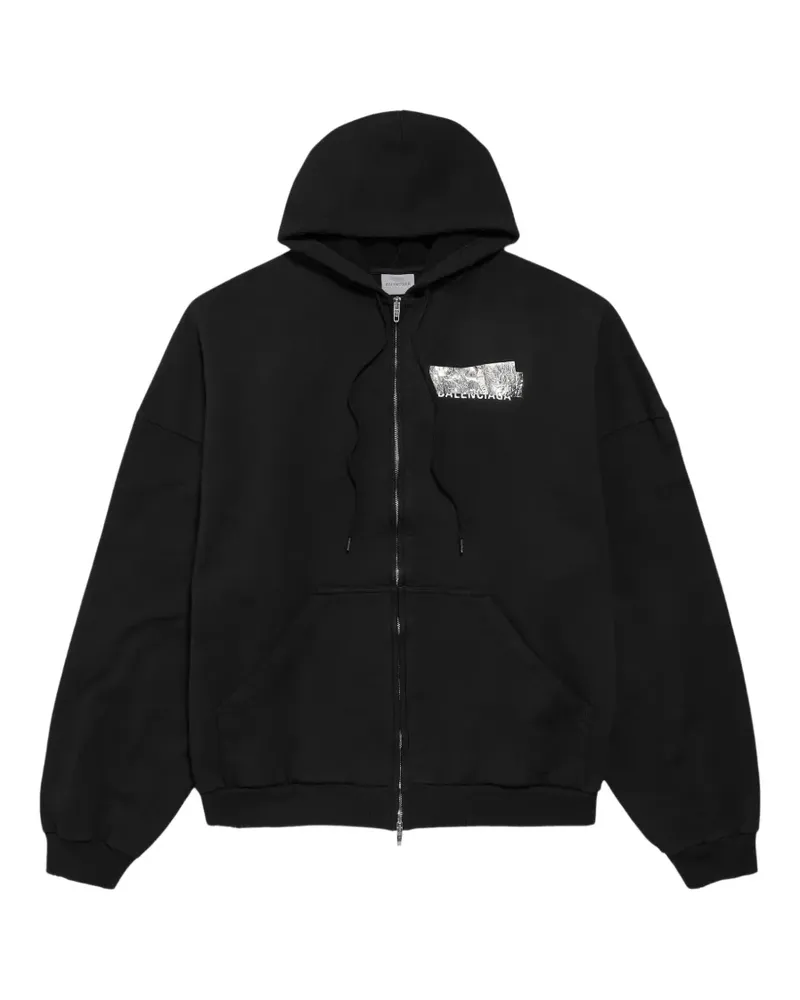 Balenciaga logo-print zip-up hoodie - Schwarz Schwarz