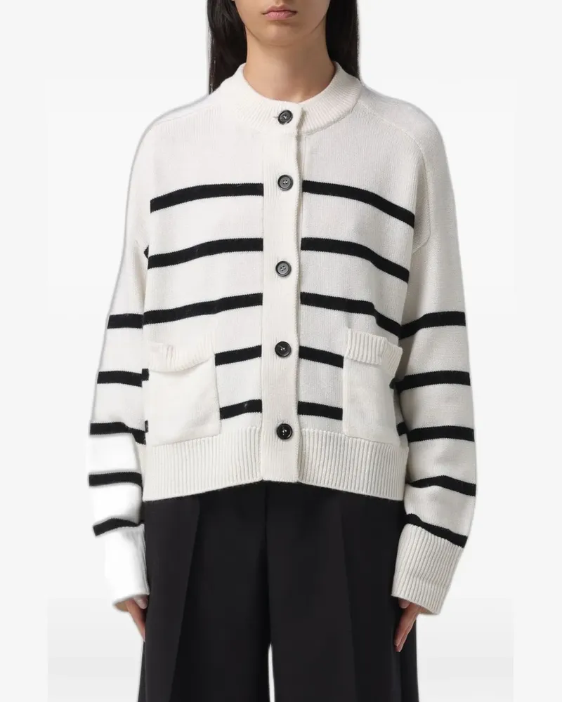 MEIMEIJ striped merino-wool cardigan - Weiß Weiß