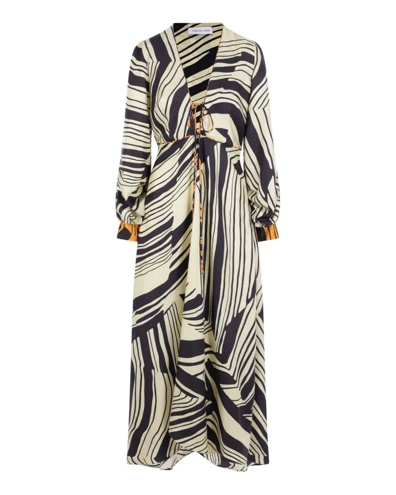 Raquel Diniz long-sleeve printed midi dress - Nude Nude