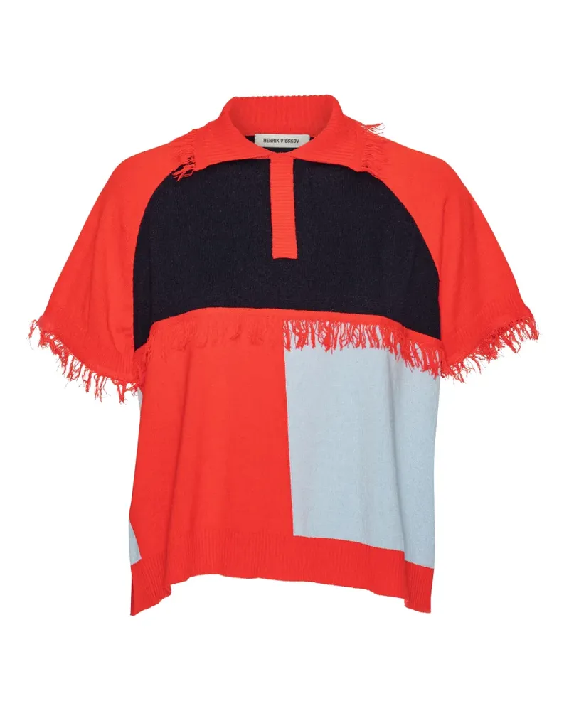 Henrik Vibskov Poloshirt in Colour-Block-Optik - Rot Rot