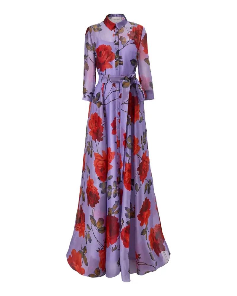 Carolina Herrera New York Robe mit Rosen-Print - Violett Violett