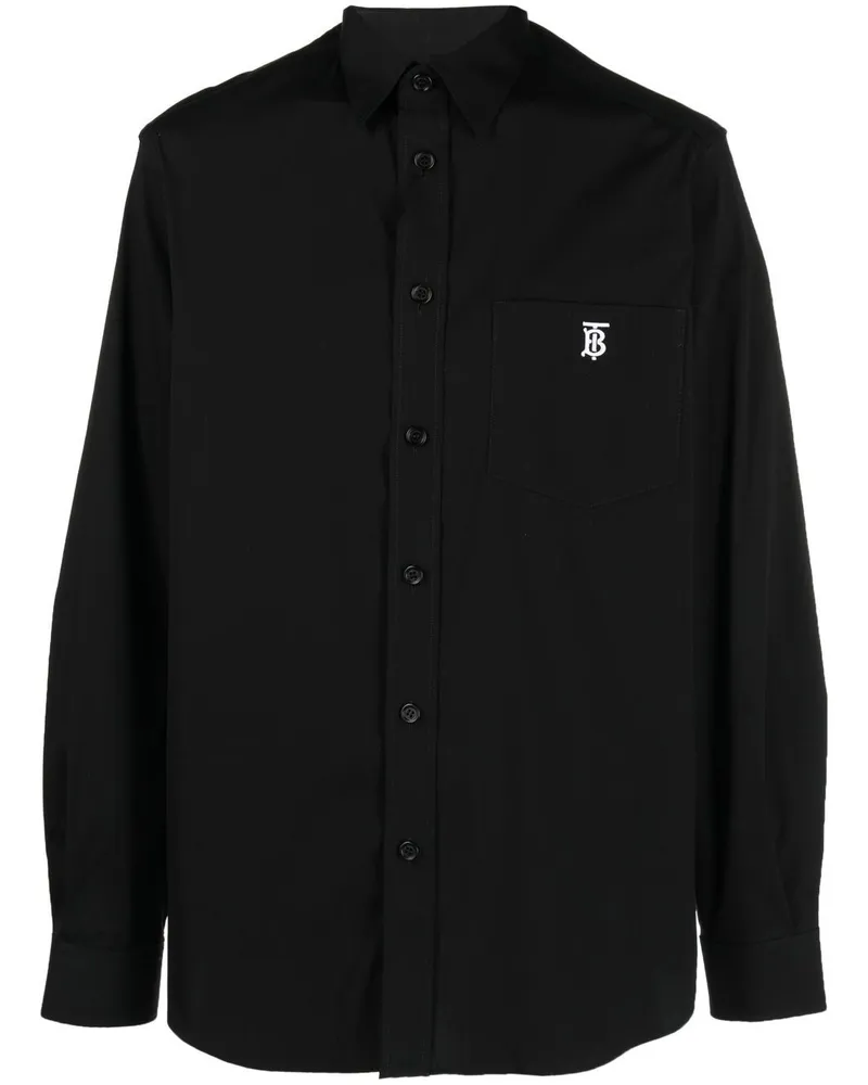 Burberry Hemd mit Logo-Stickerei - Schwarz Schwarz