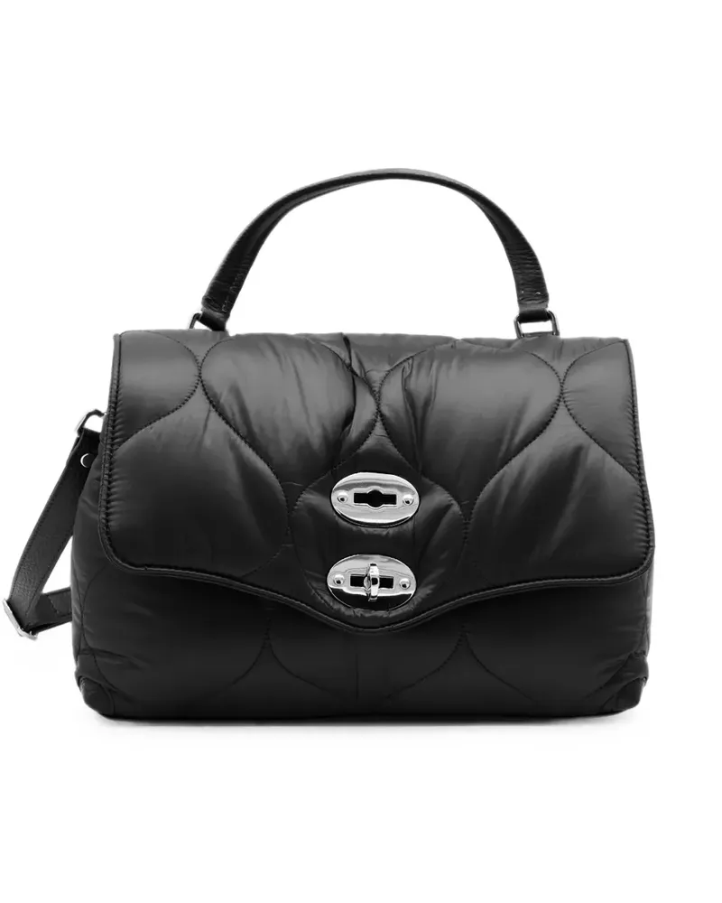 Zanellato Kleine Postina Schultertasche mit Steppung - Schwarz Schwarz