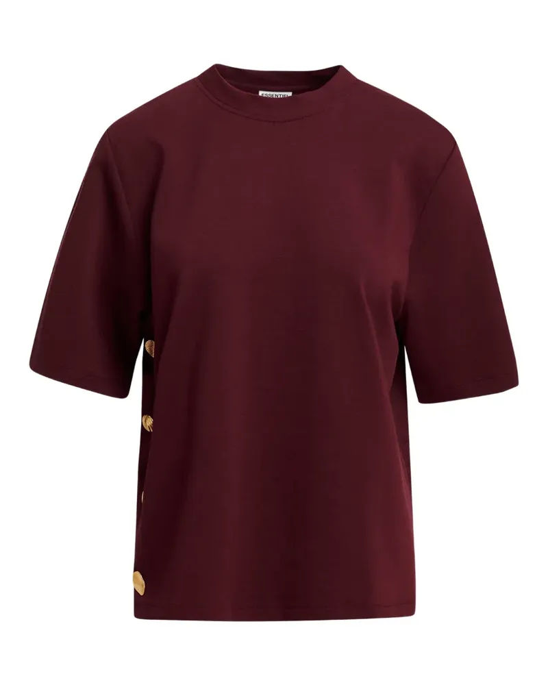 Essentiel Korse T-Shirt mit Knopfdetail - Rot Rot
