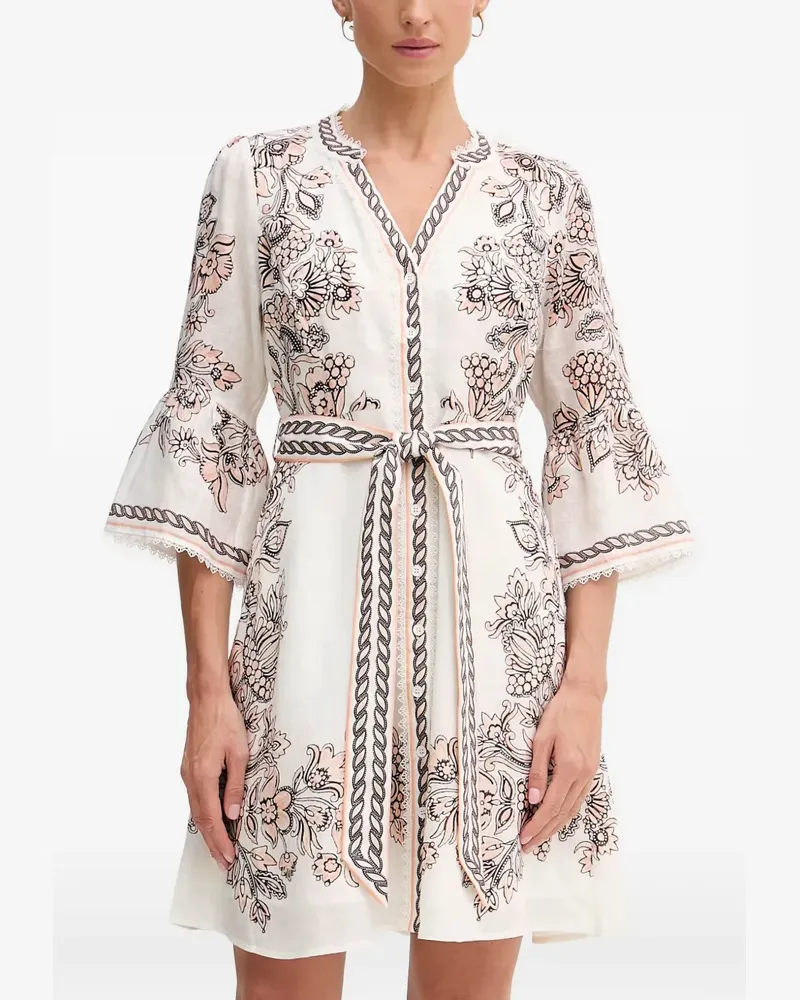 Hale Bob Maxwell floral-print belted mini dress - Nude Nude