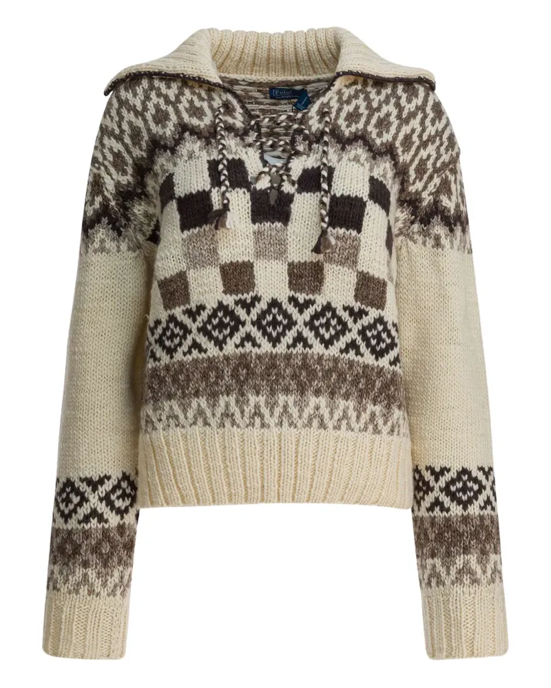 Ralph Lauren patterned lace-up sweater - Nude Nude