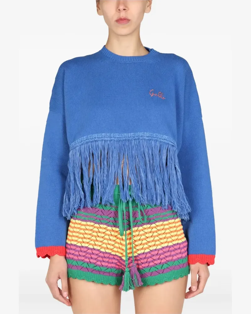 Gallo fringed long-sleeves sweater - Blau Blau