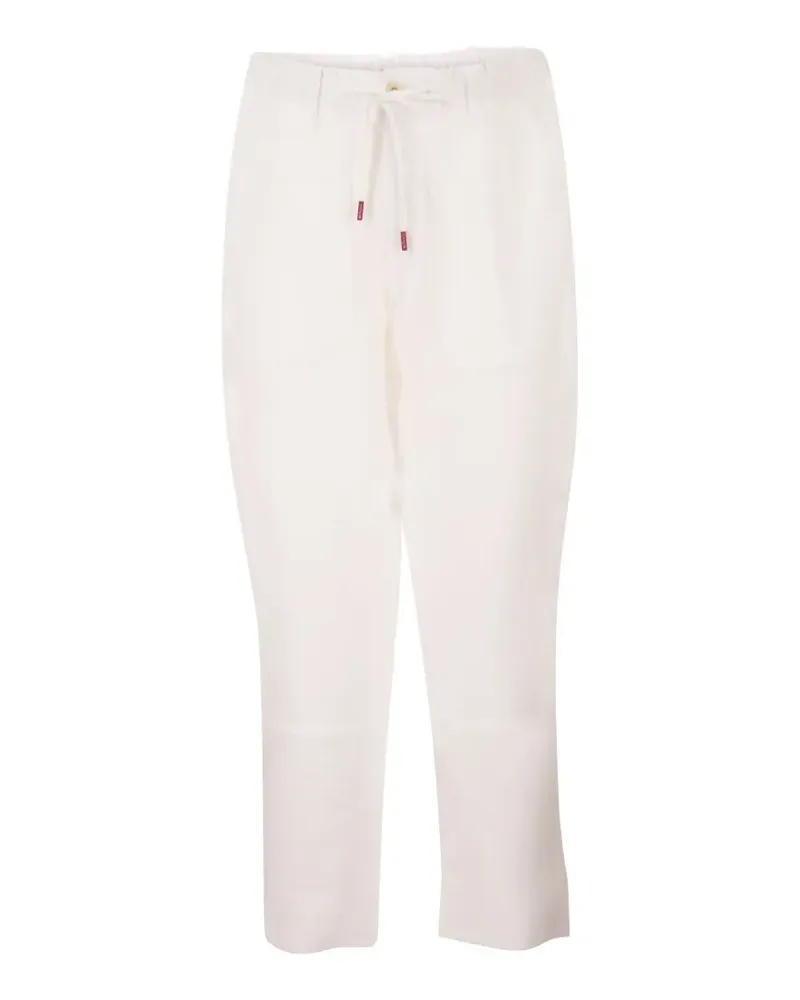 Kiton drawstring linen trousers - Weiß Weiß