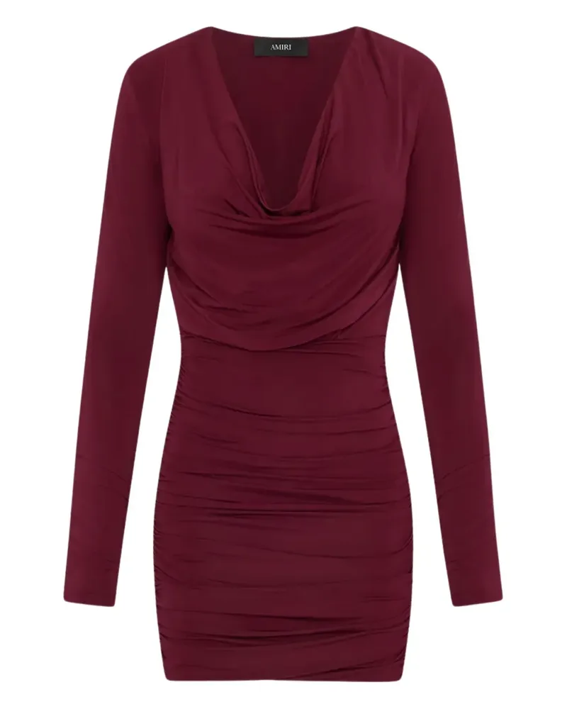 Amiri Drapiertes Mini-Cocktailkleid mit Wasserfallkragen - Rot Rot