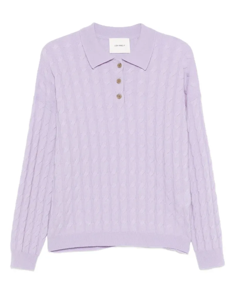 Lisa Yang Poloshirt mit Zopfmuster - Violett Violett