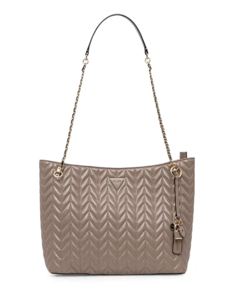 Guess Cheryl chevron-quilted chain-link tote bag - Nude Nude