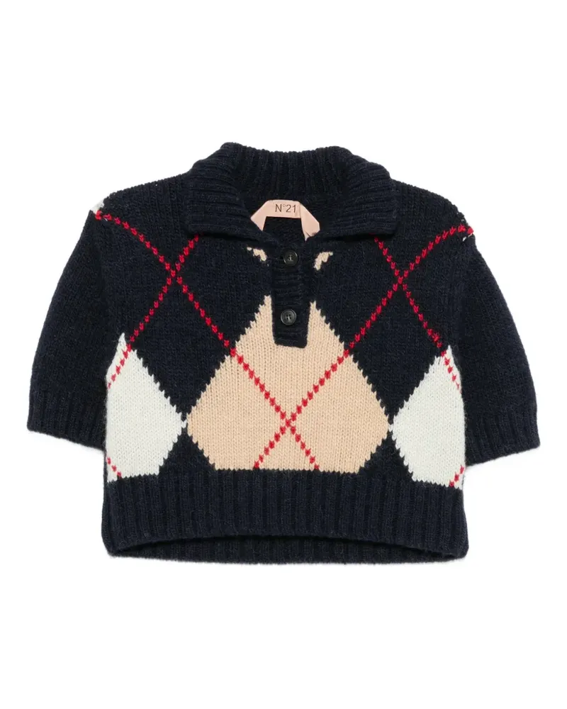 N° 21 Pullover mit Argyle-Muster - Blau Blau