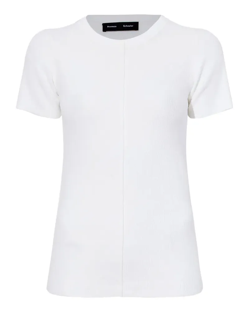 Proenza Schouler Geripptes T-Shirt mit Rundhalsausschnitt - Weiß Weiß