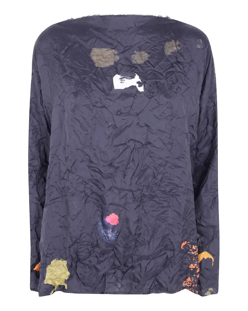 Daniela Gregis Seidenbluse in Knitteroptik - Blau Blau