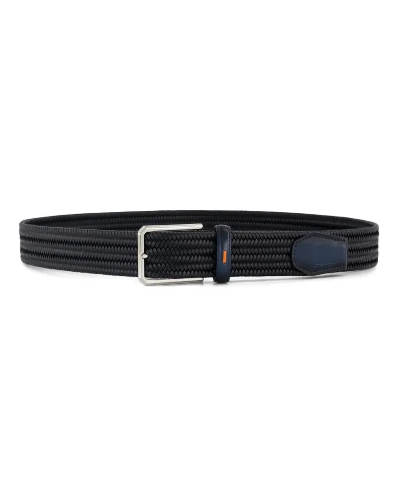 Santoni braided leather belt - Blau Blau