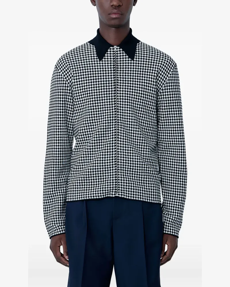 Jil Sander houndstooth zip-up polo shirt - Weiß Weiß