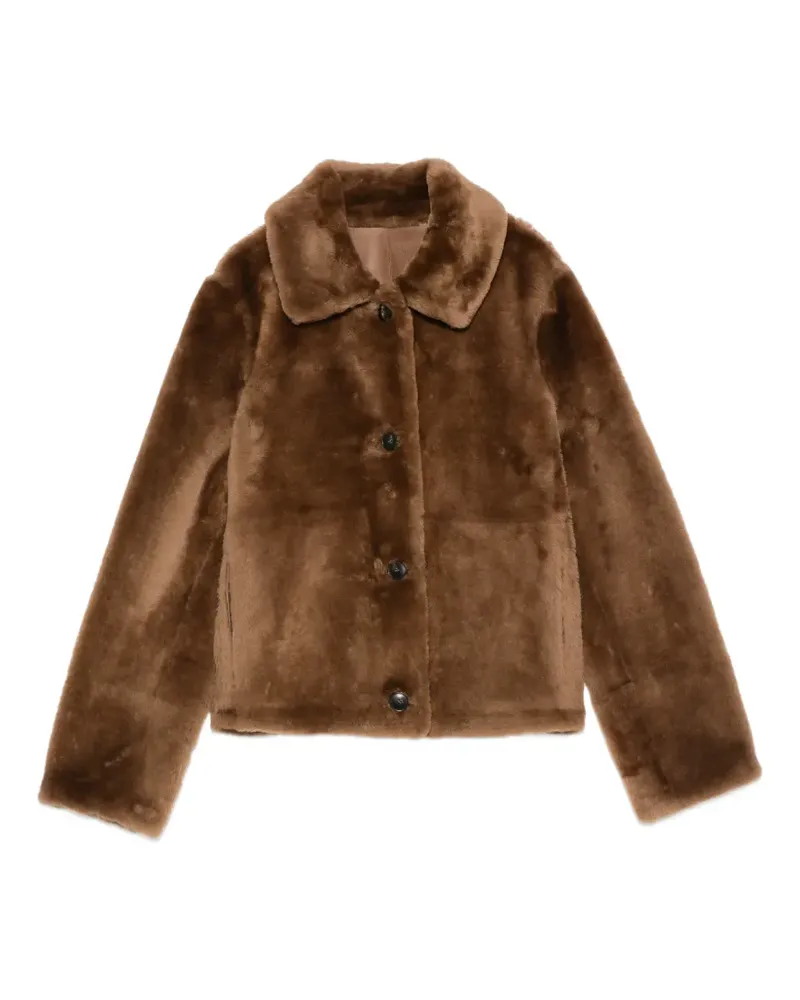 Yves Salomon Shearling-Jacke mit Knopfverschluss - Braun Braun
