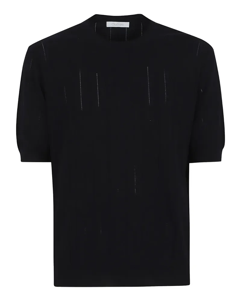 Cruciani pointelle-knit short-sleeve T-shirt - Blau Blau