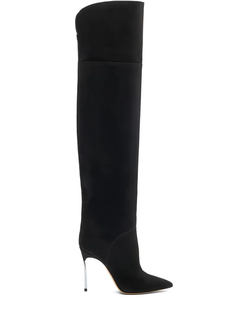 Casadei Overknee-Stiefel aus Wildleder mit Metallic-Absatz 100mm - Schwarz Schwarz