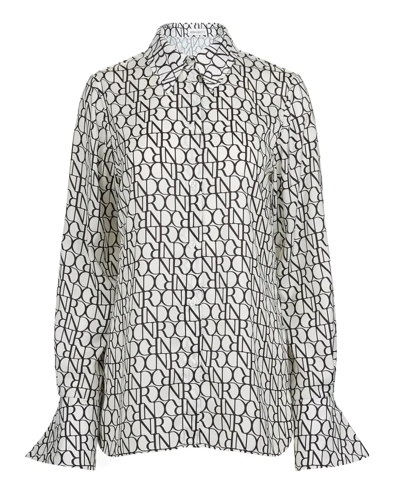 Nina Ricci Hemd mit Glockenmanschetten-Print - Weiß Weiß