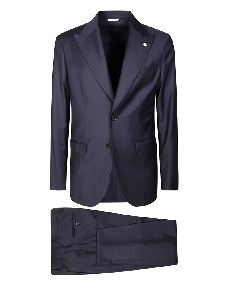 Manuel Ritz lapel-pin wool suit - Blau Blau