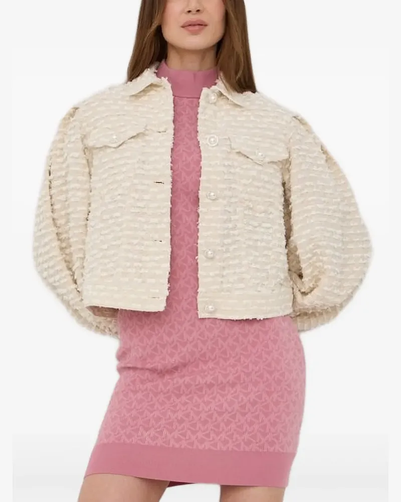 Custommade Verzierte Bouclé-Jacke aus Tweed - Weiß Weiß