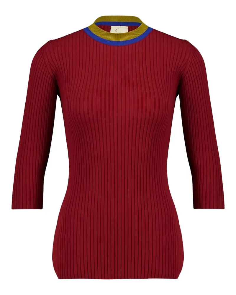 PAULA Gerippter Pullover mit Rückenausschnitt - Rot Rot