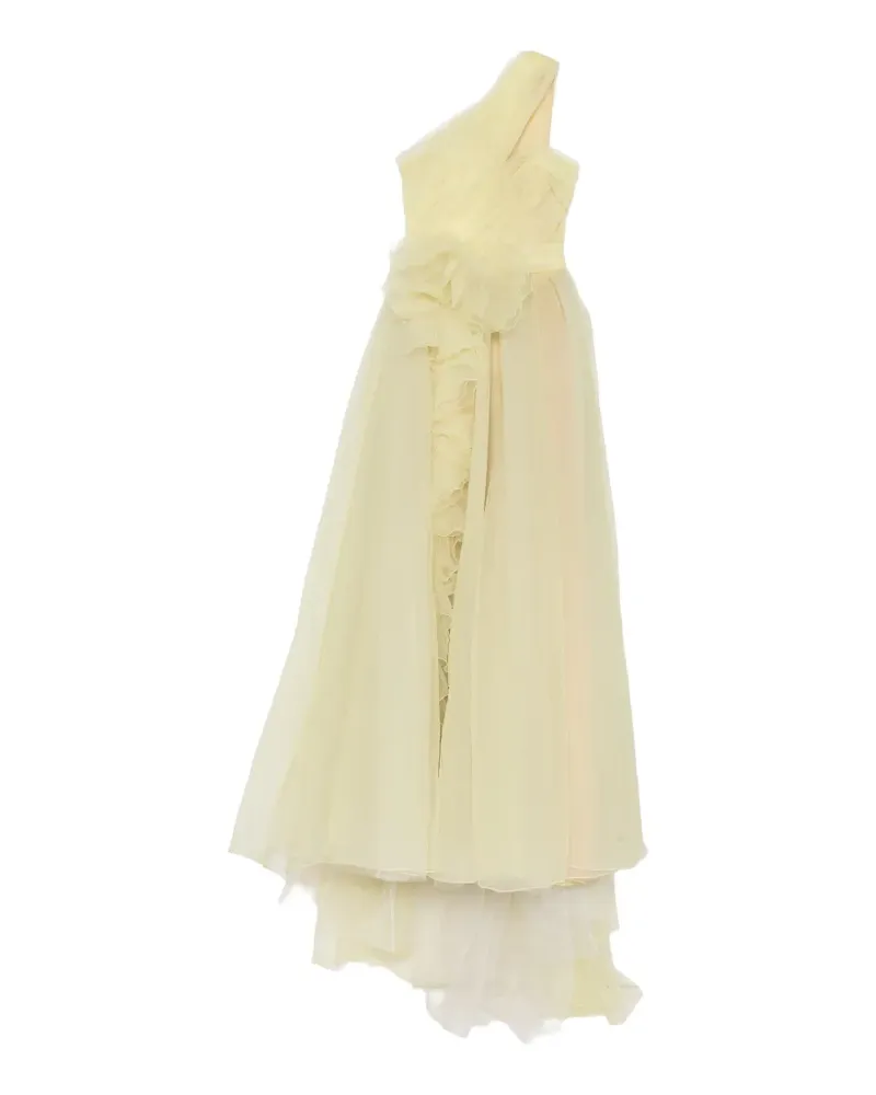 Marchesa one-shoulder ruffled gown - Gelb Gelb